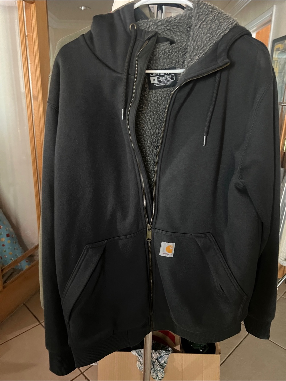 Carhartt Black Sherpa-Lined Zip Jacket
